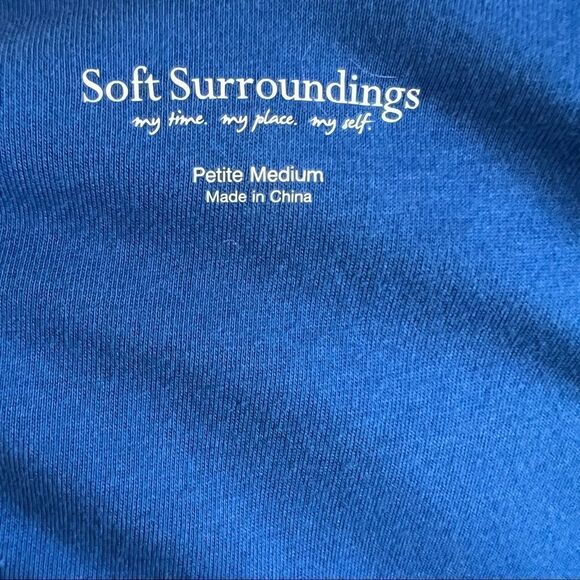 Soft Surroundings Stretchy Blue Ruffled Midi Dress w/ Waist Tie Belt MP - Picture 8 of 9